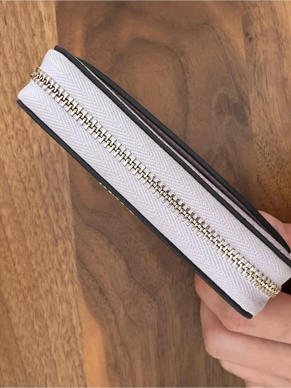 Kate Spade Lilac Pebble Zip Card Wallet with Gold Logo